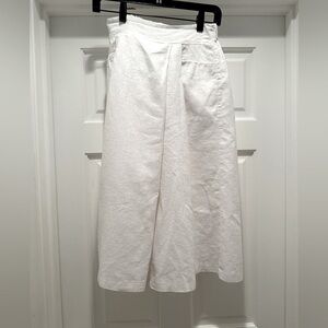 Mango Wide Leg White Linen-Blend Pants